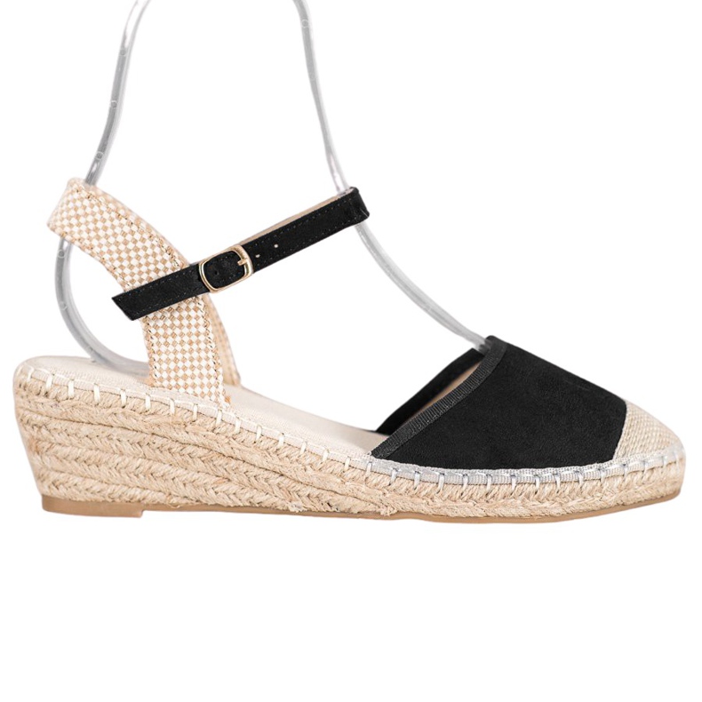 Best Shoes Schwarze Espadrilles-Sandalen