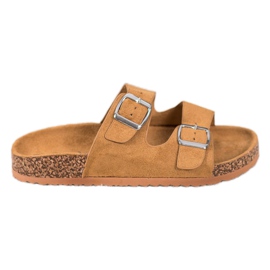 Evento Lässige Hausschuhe mit Schnalle braun