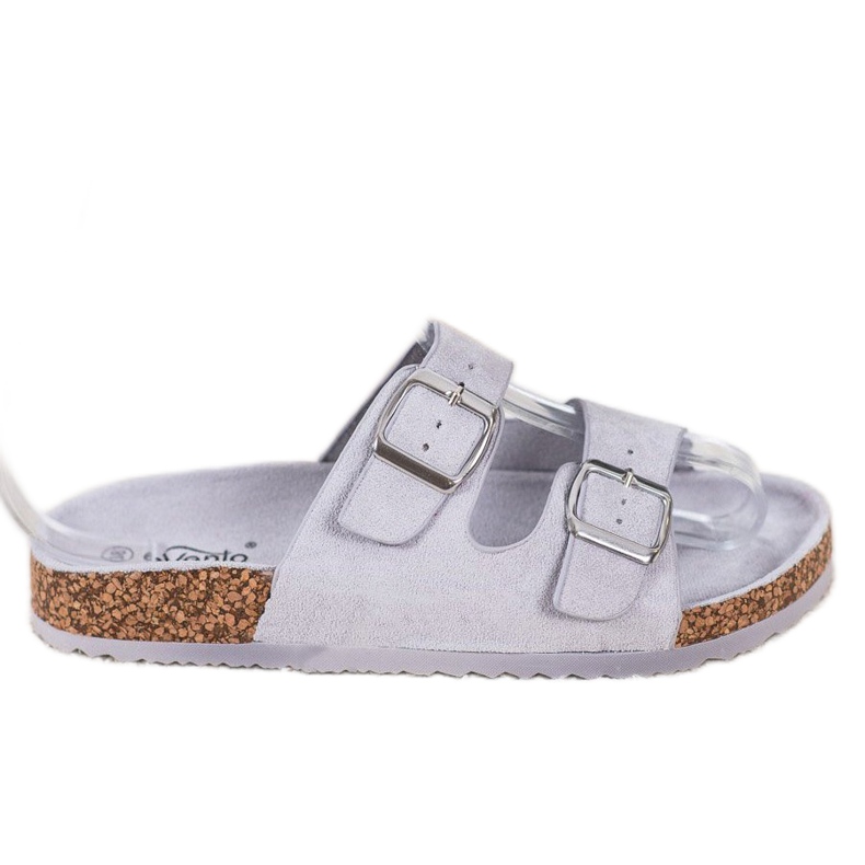 Evento Lässige Hausschuhe mit Schnalle grau