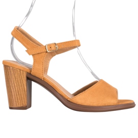 SHELOVET Sandalen aus Wildleder in Camel braun