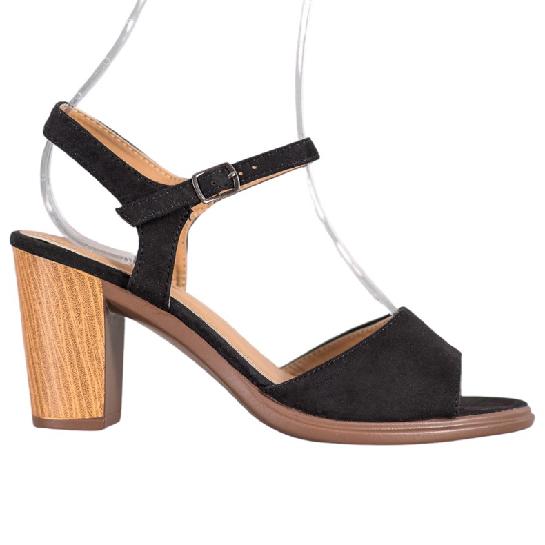 SHELOVET Schwarze Wildledersandalen