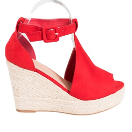 Queen Vivi Aufgebaute Wildlederkeile rot