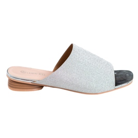 SHELOVET Elegante Hausschuhe mit Glitzer grau