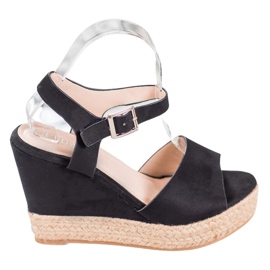 Clowse Schwarze Sandalen auf einem hohen Keil