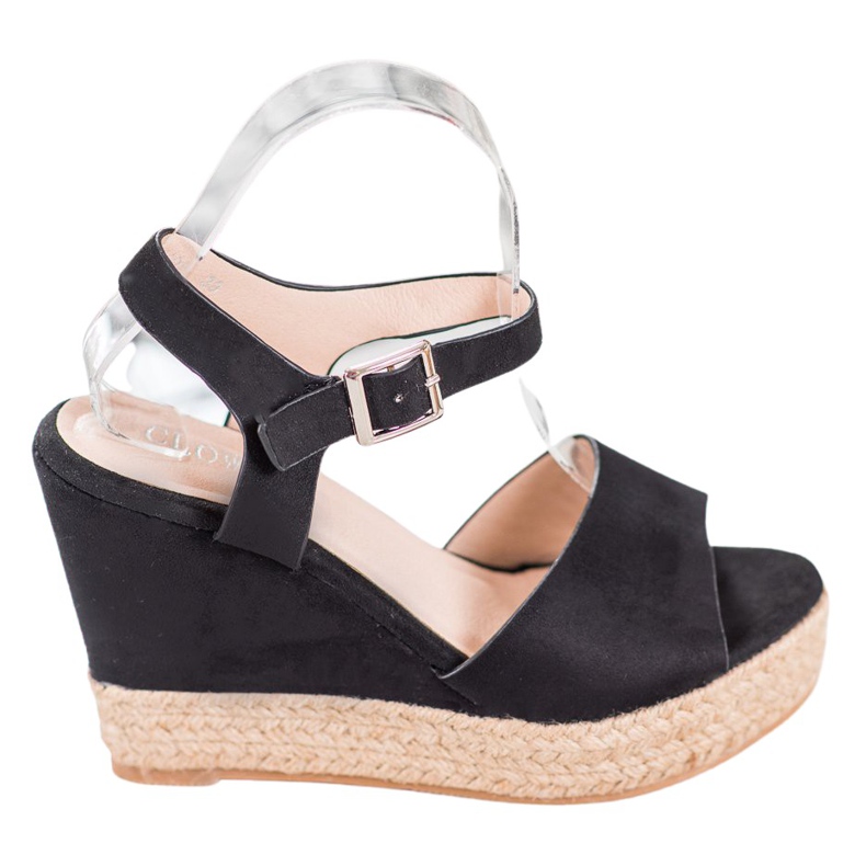 Clowse Schwarze Sandalen auf einem hohen Keil