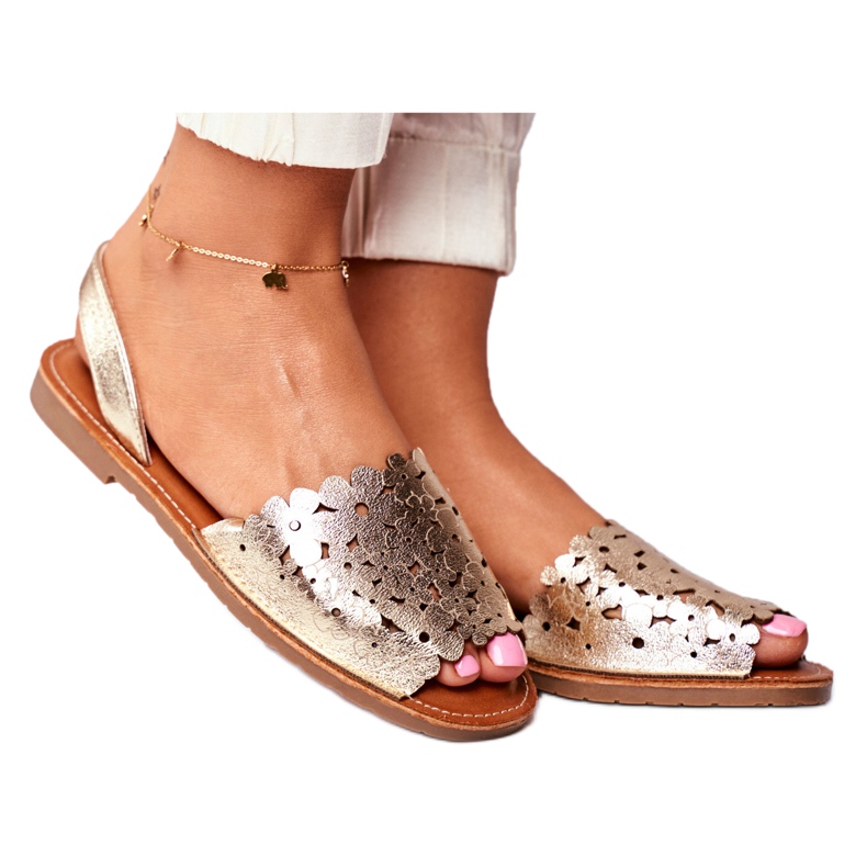 Evento Goldene Slip-On Sandalen für Damen I Like Summer
