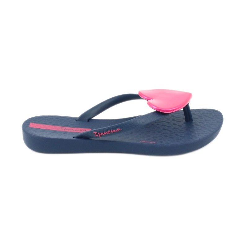 Mädchen der Marine Blue Flip -Flops mit einem rosa Herzen von Ipanema