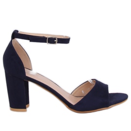 Marineblaue Sandalen mit hohen Absätzen 88-395 Blau