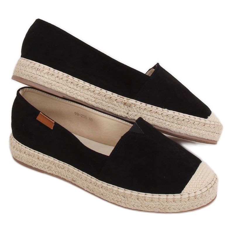 Klassische schwarze Espadrilles 99-23A Schwarz
