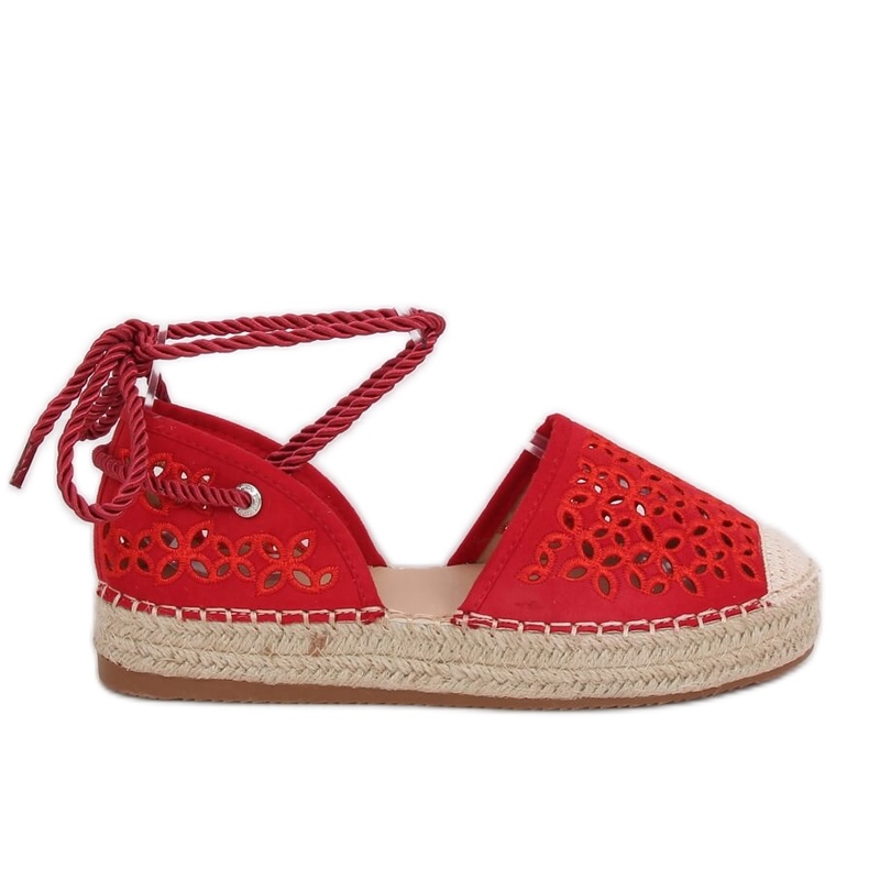 Espadrilles um den Knöchel gebunden rot G1573 Red