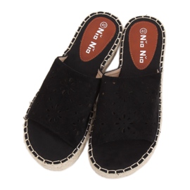 Schwarze durchbrochene Espadrilles 99-62A Schwarz