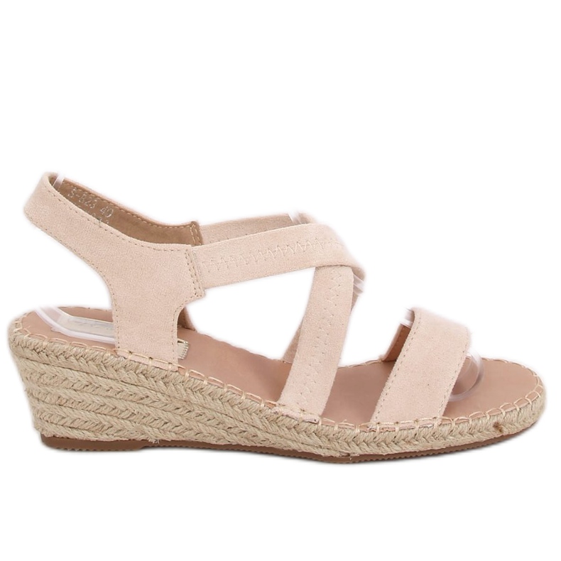 Beige Sandalen auf Keil Espadrilles S-823 Beige