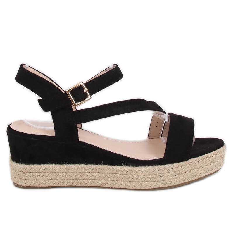 Schwarze Sandalen Espadrilles 680-38 Schwarz