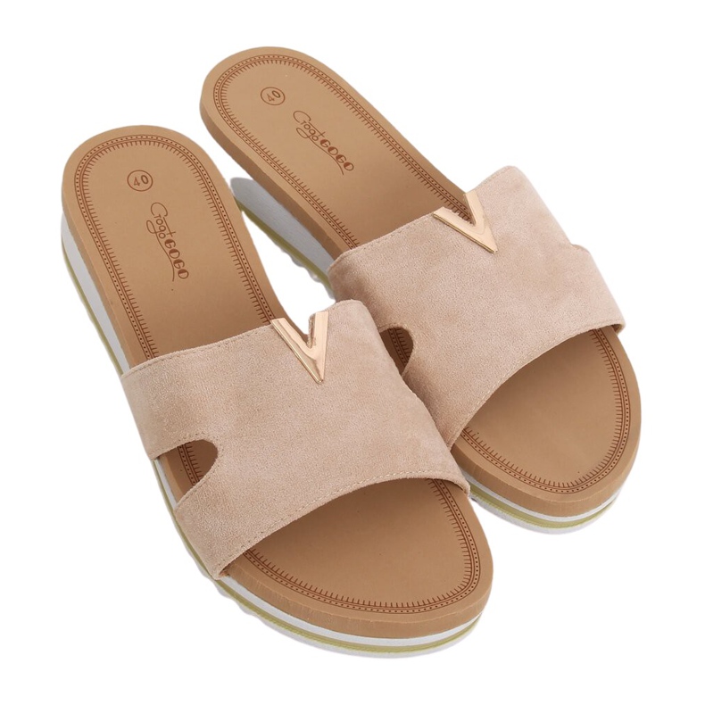 Beige Hausschuhe für Damen G-5035 Beige