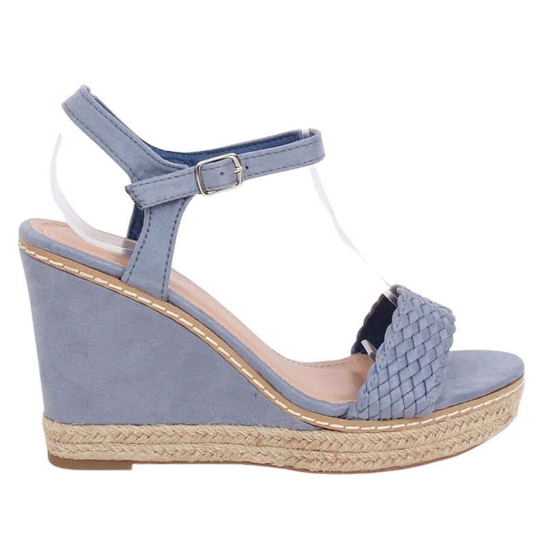 Blaue Espadrilles auf Wedges, blau 100-937SC-1 Blau