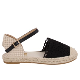 Schwarze Espadrilles aus Spitze L-1067 Schwarz