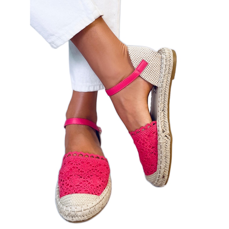 Espadrilles aus Himbeere L-1067 Rot rosa