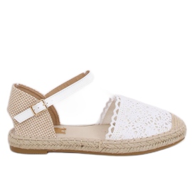 Weiße Spitze Espadrilles L-1067 Weiß
