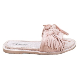 Seastar Bequeme Hausschuhe mit Fransen rosa