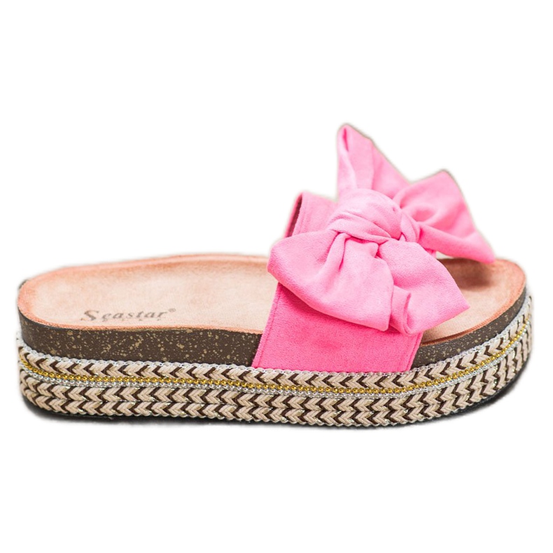 Seastar Hausschuhe mit Schleife auf der Plattform rosa