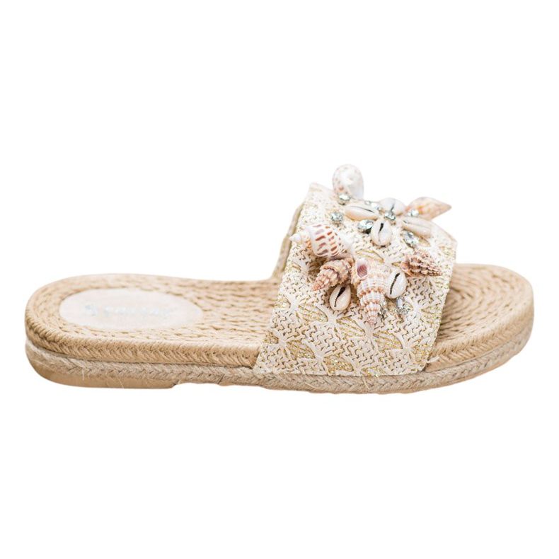 Seastar Hausschuhe auf der Plattform mit Muscheln beige