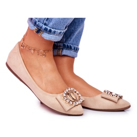 PS1 Damen Ballerinas aus Öko-Wildleder Beige Montreal