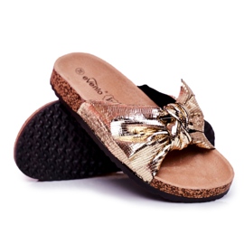 EVE Damenhausschuhe mit großer goldener Schleife schöne Zeit