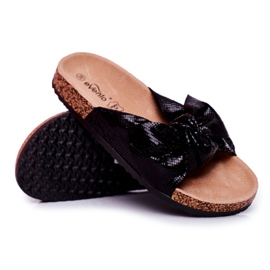 EVE Damenhausschuhe mit großer Schleife Black Lovely Time schwarz