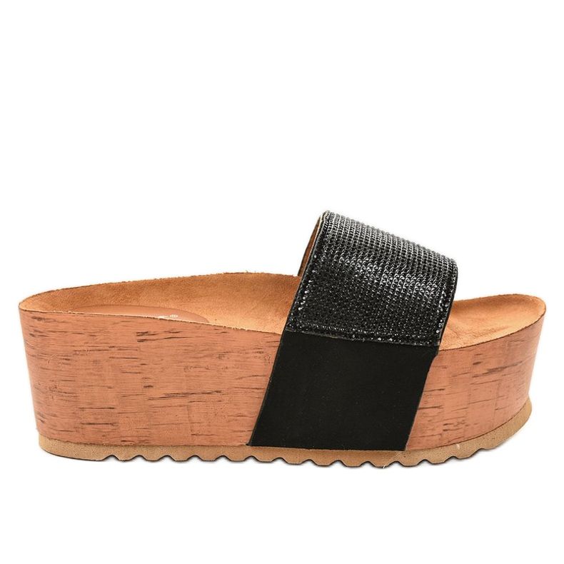 Schwarze Hausschuhe auf der Plattform 77-99