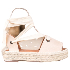 SHELOVET Espadrilles mit offener Zehenpartie braun