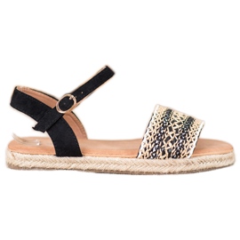 SHELOVET Leichte geflochtene Sandalen beige schwarz