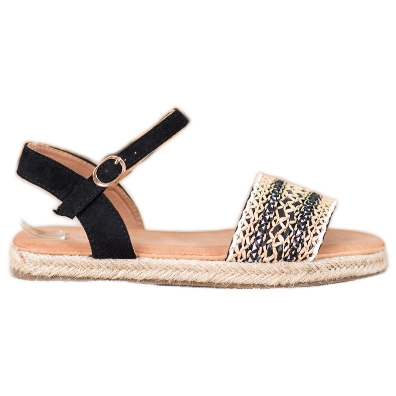 SHELOVET Leichte geflochtene Sandalen beige schwarz