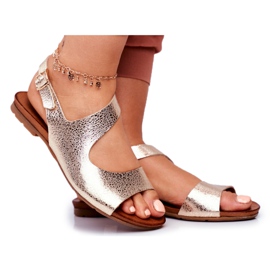 Damen Sandalen Laura Messi Leder 1116 Snake Golden Vollare