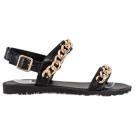 Seastar Sandalen mit goldener Kette schwarz