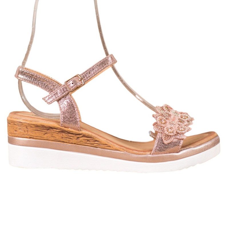 Mannika Elegante Wedges mit Verzierungen rosa