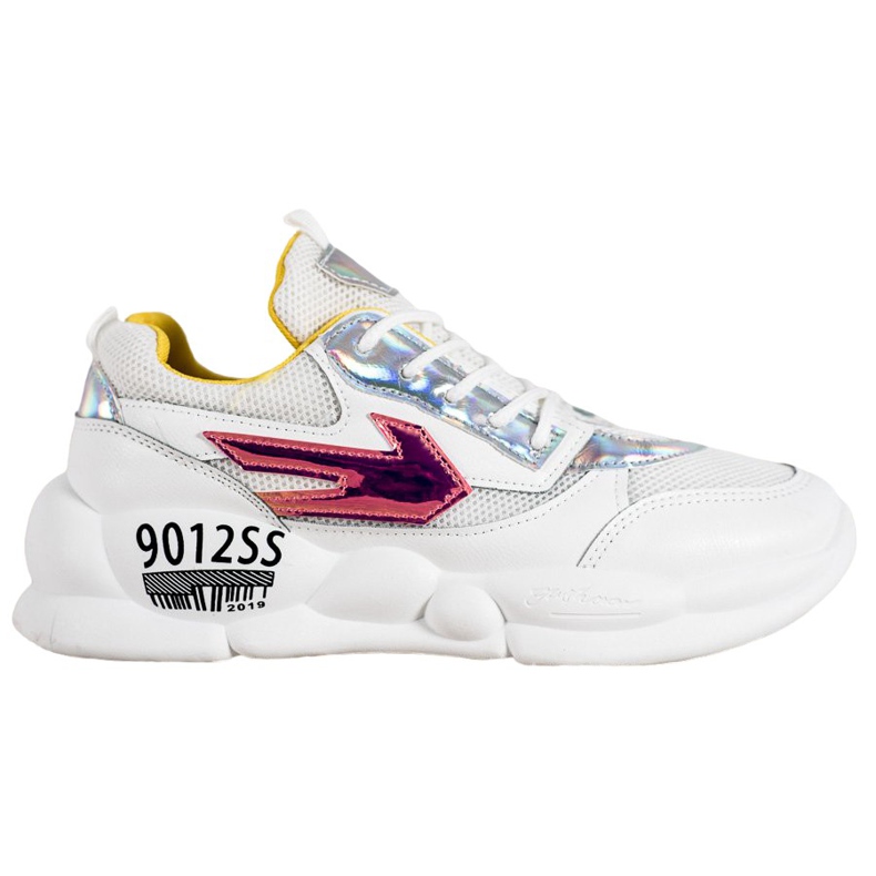 SHELOVET Sneakers mit Öko-Ledermode weiß mehrfarbig grau