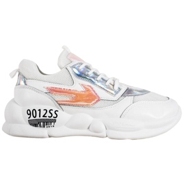 SHELOVET Sneakers mit Öko-Ledermode weiß mehrfarbig grau