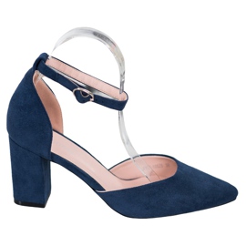 W. Potocki Wildleder Pumps in Spitz marineblau