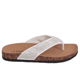 Weiße Flip-Flops mit Korksohle 7872-PL Weiß