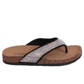 Schwarze Flip-Flops auf der Korksohle 7872-PL Black