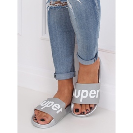 Graue und silberne Damenhausschuhe CK110 Silver