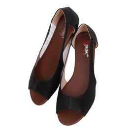 Schwarz NH-23P Schwarze Ballerinas freigelegt