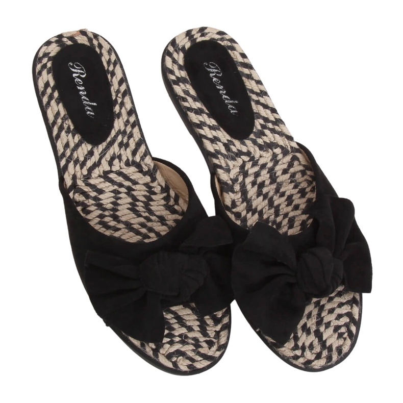 Schwarz YT-98 Schwarze Espadrilles Damen Hausschuhe