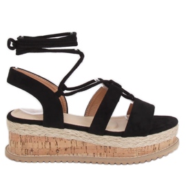 Schwarze Espadrilles-Sandalen JH116 Schwarz