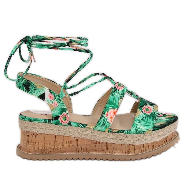 Grüne Espadrilles-Sandalen JH116 Flower Green