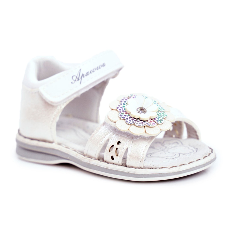 Apawwa Kindersandalen mit Klettverschluss Flower White Mino weiß mehrfarbig gelb