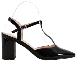 Diamantique Pumps an einer Bar mit freiliegendem Absatz schwarz