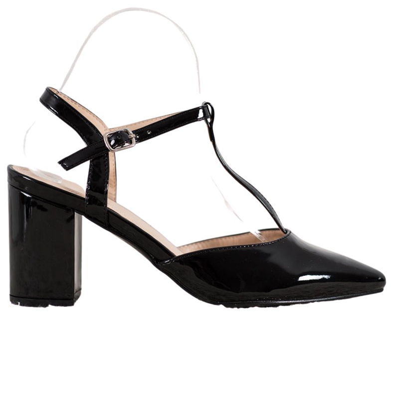 Diamantique Pumps an einer Bar mit freiliegendem Absatz schwarz