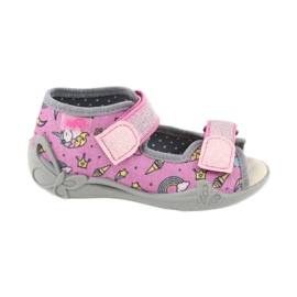 Befado gelbe Kinderschuhe 342P010 rosa grau mehrfarbig