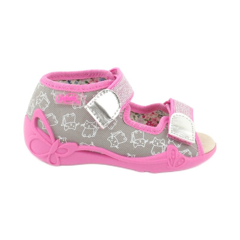 Befado gelbe Kinderschuhe 342P006 rosa grau